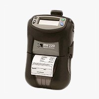 Zebra (Eltron). Mobile (on the move) portable belt thermal label printers. Zebra RW 220 (RW220) 2 inch mobile direct thermal receipt and label printer. Lowest price at barcode.co.uk