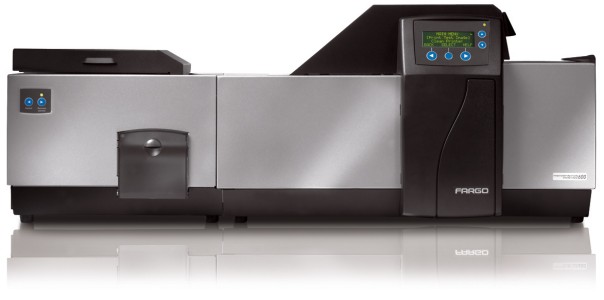 Fargo. Card printers / plastic ID cards. Fargo HDP600 CR100 re-transfer printers. Lowest price at barcode.co.uk